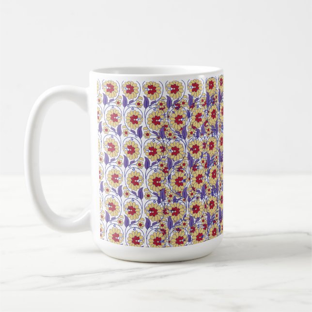 En sjudande design med gult och orange kaffemugg (Vänster)
