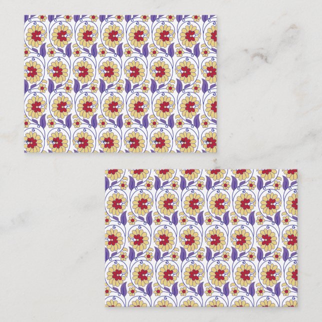 En sjudande design med gult och orange placeringskort (Fram/baksida)