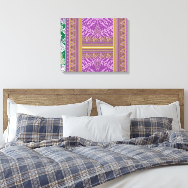 En sjudande lila och guld-mönstrad bild, elegant canvastryck (Insitu (sovrum))