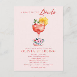 En skål för bruden Rosa bröllopsfestinbjudan Vykort