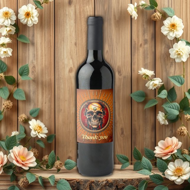 En skalle vinflaska etikett (Skapare uppladdad)
