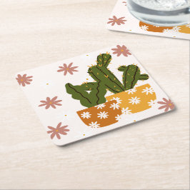 En skandinavisk konst utan sjölösa Mönster Underlägg Papper Kvadrat