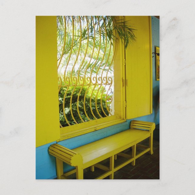 En skarp kontrast mellan gult och blått vykort (Framsida)