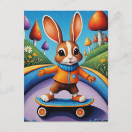 En Skateboard Kanin Vykort