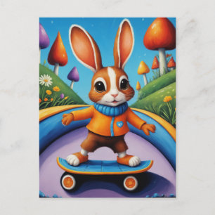 En Skateboard Kanin Vykort