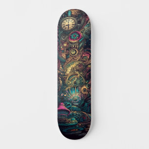 En skateboard med Mysterabstrakt design.