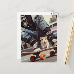 En skateboardhamster i Retro-segmentet i staden Vykort