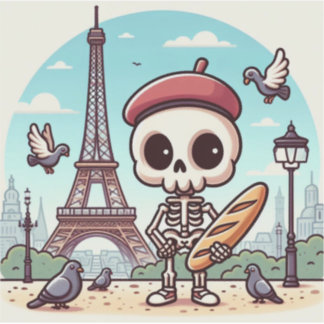 En skelettartist i Paris Klistermärken