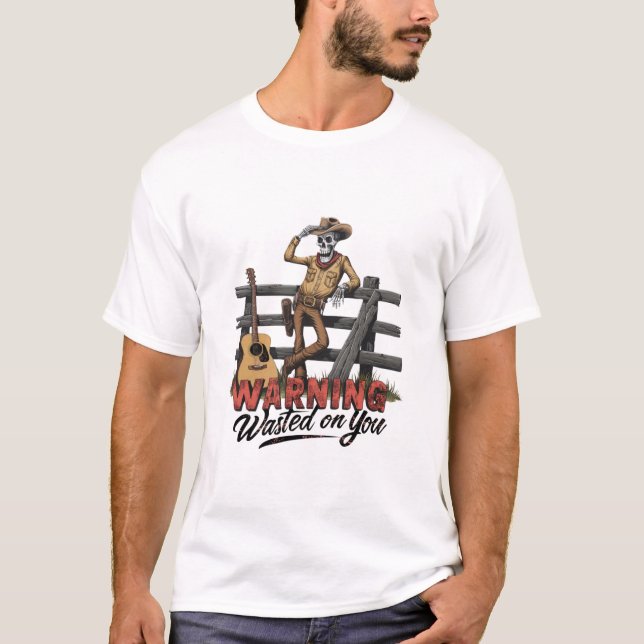 En skelettcowboy som tippar sin hatt t shirt (Framsida)