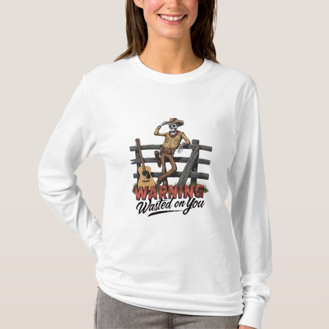 En skelettcowboy som tippar sin hatt t shirt (Framsida)