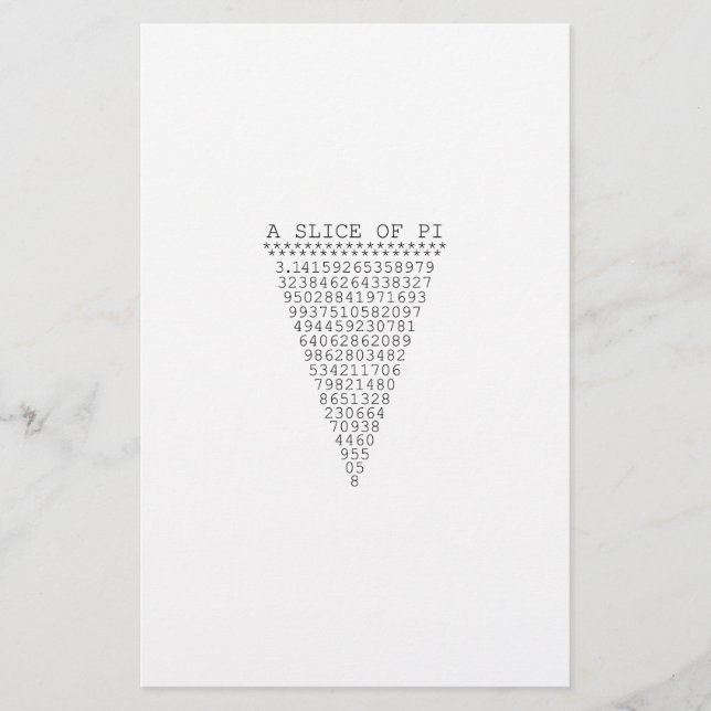 En skiva av Pi-presentationen Brevpapper (Framsida)