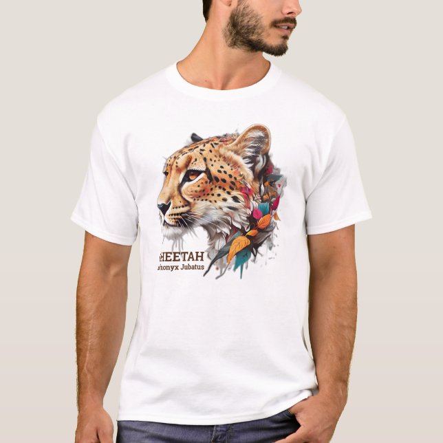 En skjorta med färglös design av cheetahs huvud t shirt (Framsida)