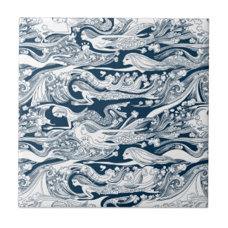 En skola av sjöjungfrusimman by kakelplatta