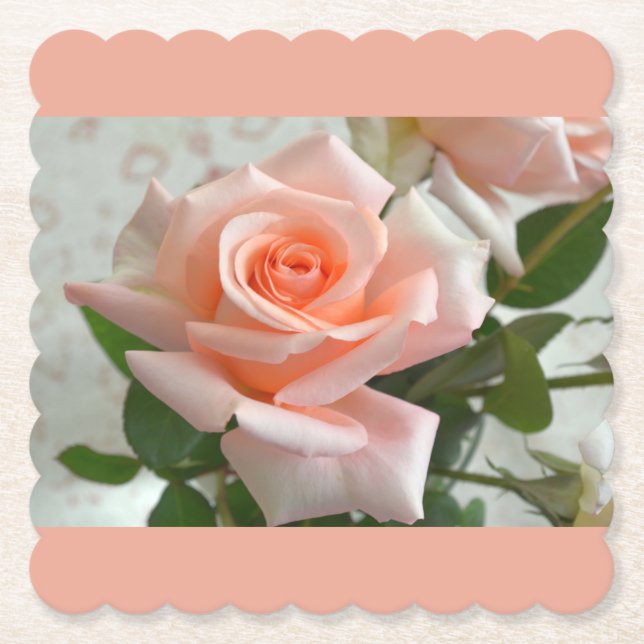 En skön Rosa ros Underlägg Papper (Framsida)