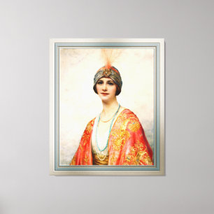 En skönhet i Östra Costume av William Wontner Canvastryck