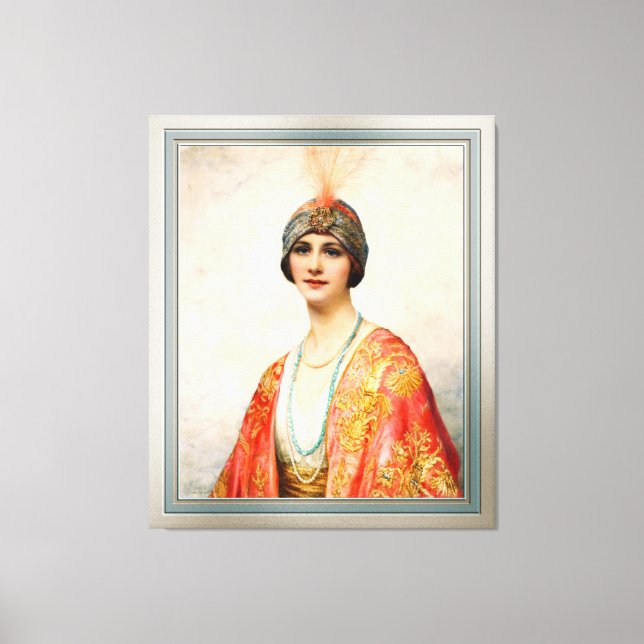 En skönhet i Östra Costume av William Wontner Canvastryck (Framsida)