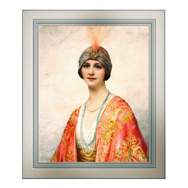 En skönhet i Östra Costume av William Wontner Fototryck (Framsidan)