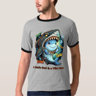 En skonsjäl i en vild mask Söt haj T Shirt
