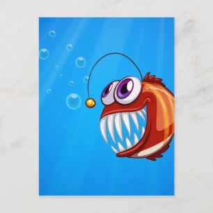 En skrämmande piranha under havet vykort
