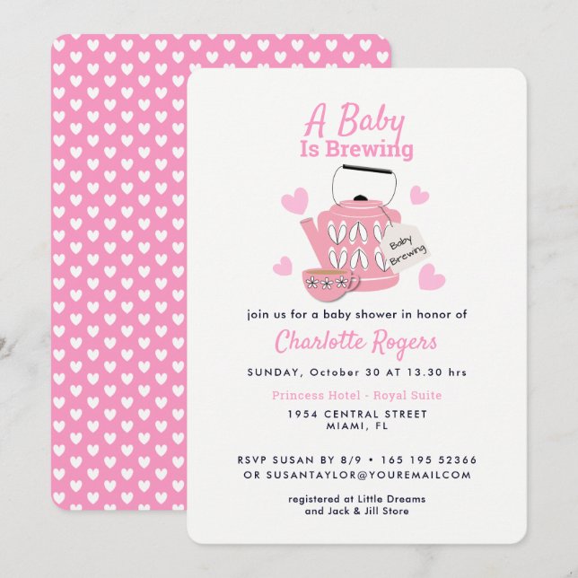 En skugga över Rosa Flicka brinner i Baby Inbjudningar (Fram/baksida)