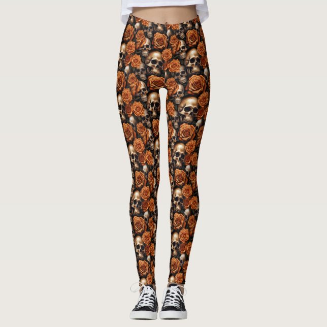 En Skull and Roses-seriedesign 9 Leggings (Framsida)