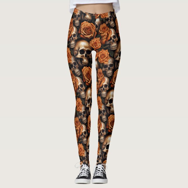 En Skull and Roses-seriedesign 9 Leggings (Framsida)