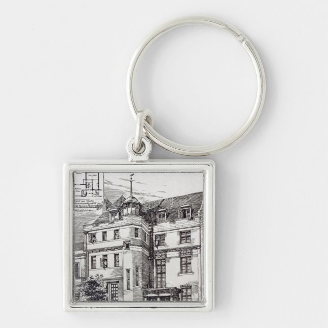En skulptörstudio, 1892 fyrkantig silverfärgad nyckelring (Framsidan)