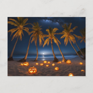 En skum Halloweenfest på stranden Helg Vykort