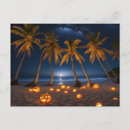 En skum Halloweenfest på stranden Helg Vykort