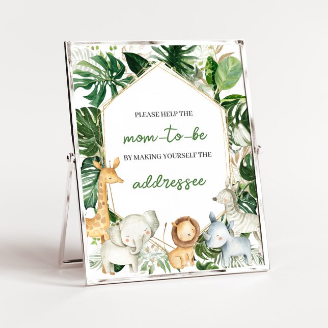 En skylt för kuvertstation för en lite vild en dop (Jungle Safari Animals Baby Shower Envelope Station Sign)