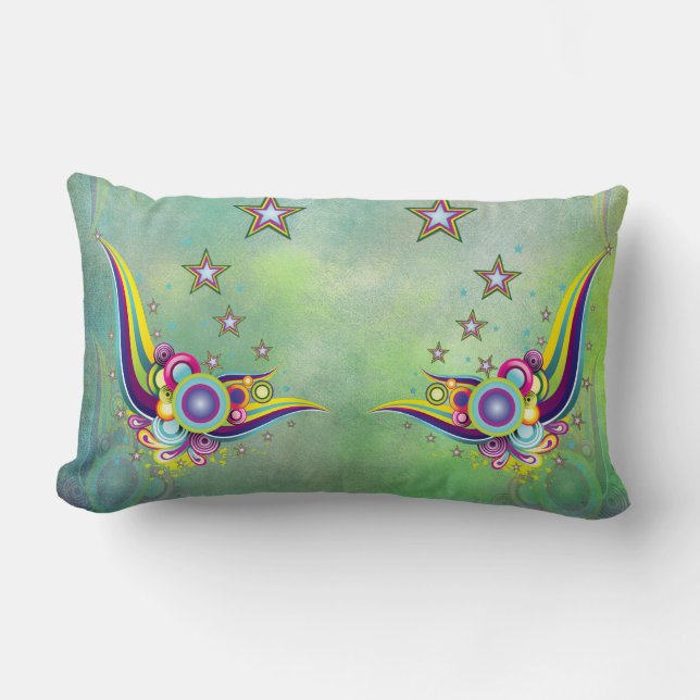 En slående akvamarinabstrakt lumbarkudde (Framsida)