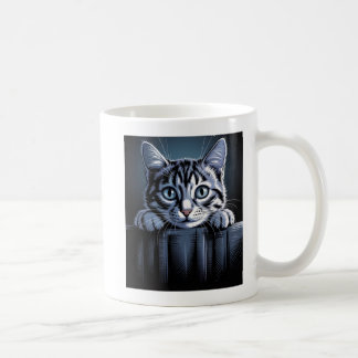 En Slående Kattillustration – Djärv Konstnärlig Ka Kaffemugg
