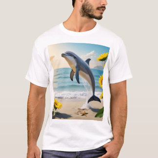 En slank delfin tappar grå t shirt