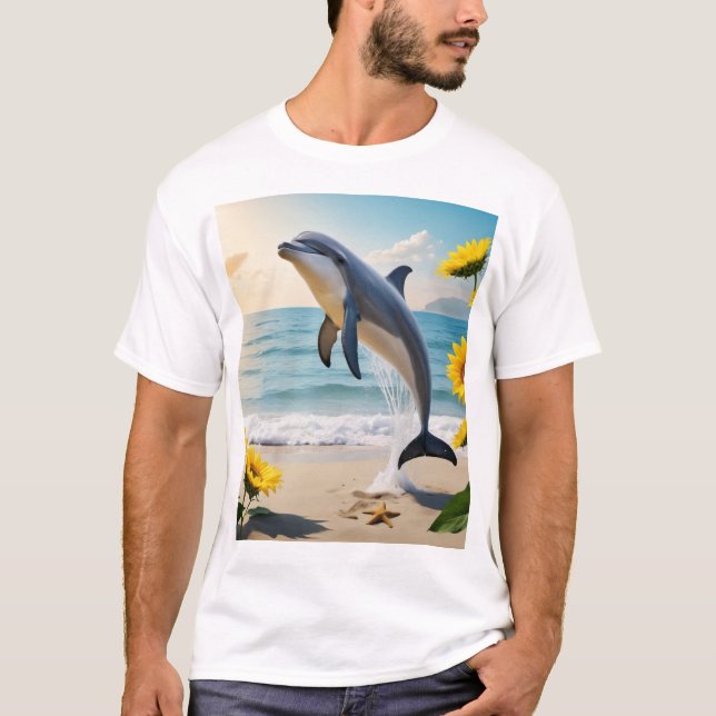 En slank delfin tappar grå t shirt (Framsida)