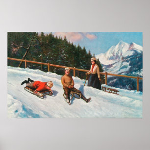 En Sledding plats för kälke Poster