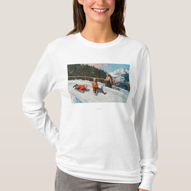 En Sledding plats för kälke T-shirt (Framsida)
