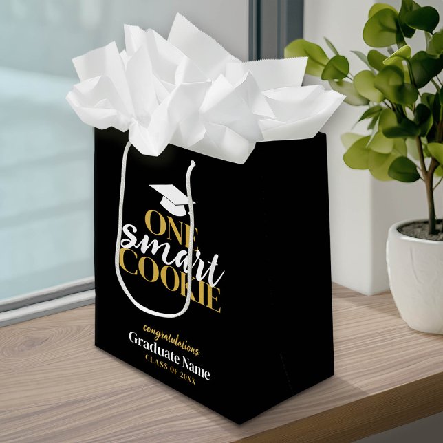 En smart cookie - Modern Black Guld Studenten (Custom Graduation Gift Bag with a pace for the graduate's name)