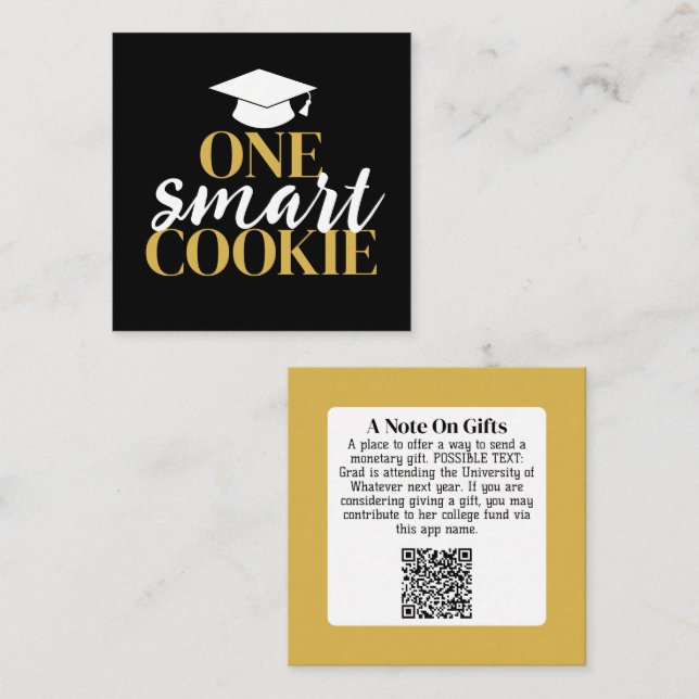 En smart cookie - Modern QR-kod för Studenten-gåva Tilläggskort (Fram/baksida)