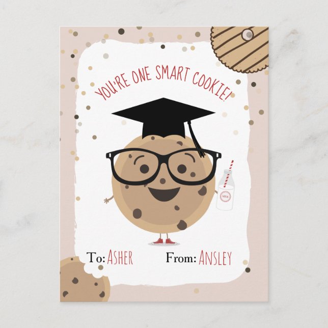 En Smart Cookie och Mjölk Kids Classroom Valentine Vykort (Framsida)