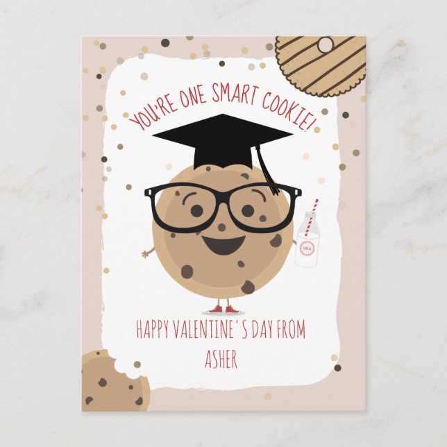 En Smart Cookie och Mjölk Kids Classroom Valentine Vykort (Framsida)