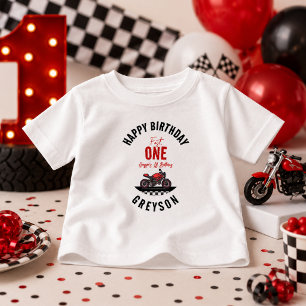 En snabb tävling motorcykel pojke 1-års födelsedag t shirt
