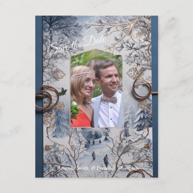 En snöflinga vinterevenemang meddelande vykort (Framsida)