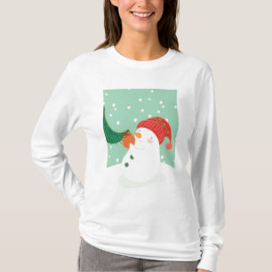 En snögubbe som hänger en prydnad på ett träd t shirt