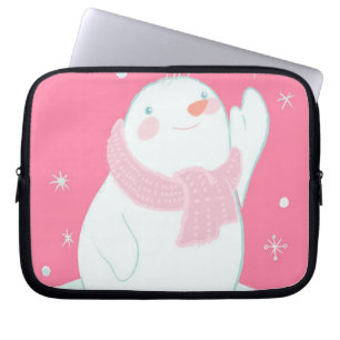 En snögubbe som ner för en fallande snowflake laptop fodral