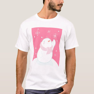 En snögubbe som ner för en fallande snowflake t shirt