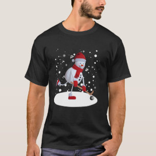 En Snögubbe spelar hockey med en hockey Stick Chri T Shirt