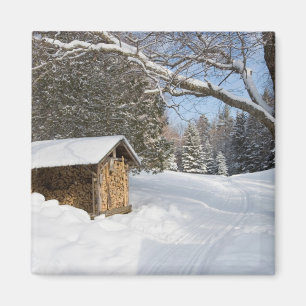 En snöig scen vid AMC:s Little Lyford Pond Magnet