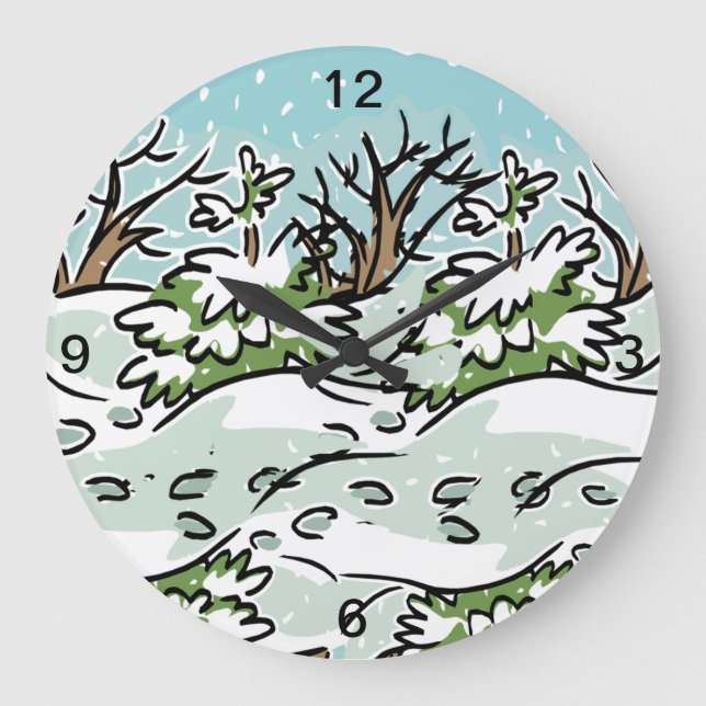 En snöig skog - stor klocka (Framsida)