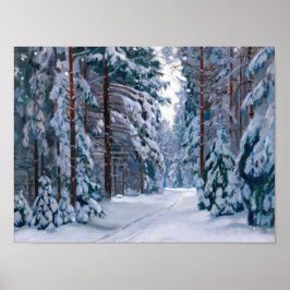 En snöig stig i skogen poster