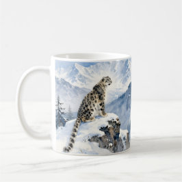 En snöleopard på snötäckt topp kaffemugg